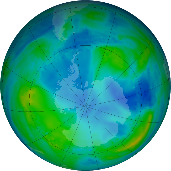 Antarctic ozone map for 24 May 2003